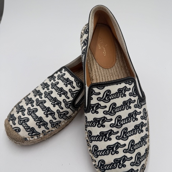 Louis Vuitton Men’s Espadrilles – Script Print Canvas Slip-On Shoes - Picture 2 of 6